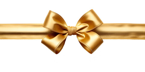 golden ribbon and bow with gold isolated against transparent background