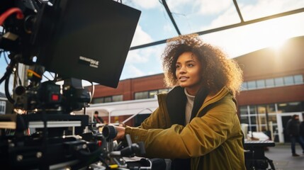 Wall Mural - diversity and inclusivity photography woman working on film set movie director