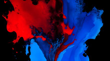 Red And Blue Paint Splashes On Dark Background