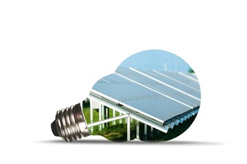 Sticker - Eco light bulb with modern solar panels inside