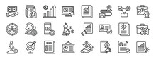 Set Of 24 Outline Web Business Development Icons Such As Money, Portfolio, Financial Profit, Marketing, Data Analytics, Route, Decision Making Vector Icons For Report, Presentation, Diagram, Web