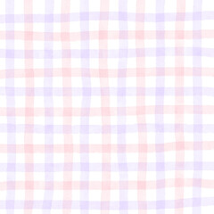 Pink Purple Gingham Check Hand Drawn Background Pattern Overlay