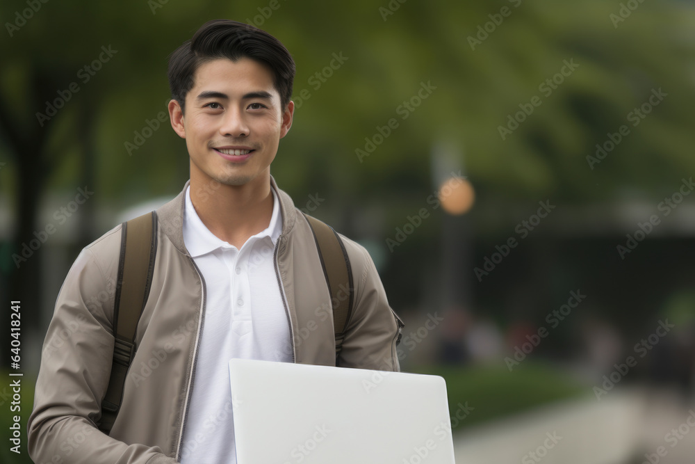 Man holding laptop computer in his hands. This image can be used to ...