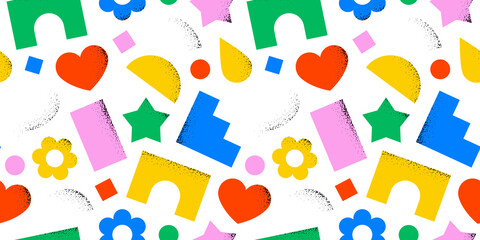 Wall Mural - fun colorful geometric shape seamless pattern. creative abstract children style art background for k