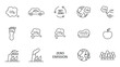 © таня таня - Icon collection with zero emission symbol concept. greenhouse gas carbon credit design set. protect ecological green vector outline. carbon net zero neutral natural. carbon footprint art pictogram