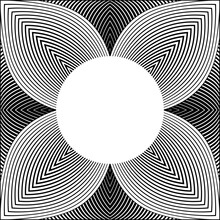 Abstract Geometric Halftone Radial Pattern In Flower Shape.