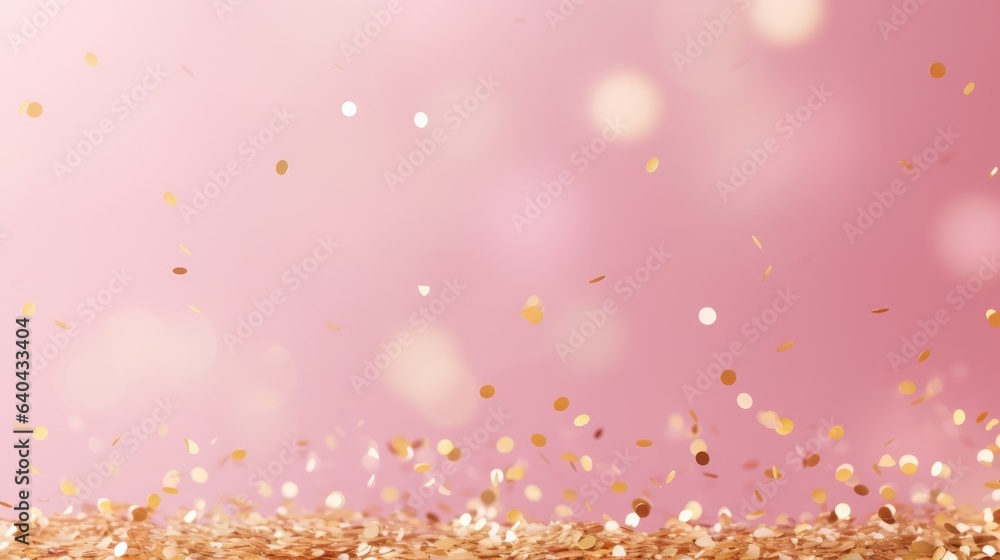 Photo of pink background with gold confetti Stock Photo | Adobe Stock