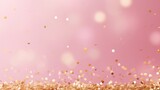 Fototapeta  - Photo of pink background with gold confetti