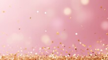 Photo Of Pink Background With Gold Confetti