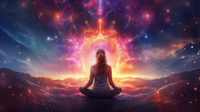 Spiritutal Energy Spirit Healing Meditation Of The Heart, In The Style Of Futuristic Imagery, Light-focused, By Generative AI