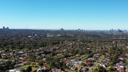 Canvas Print - Greater Sydney West Sydney aerial panorama in city of Ryde of Australia 4k.
