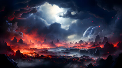 Wall Mural - space scene with stars, planets and asteroids in the galaxy. panorama. abstract universe filled with