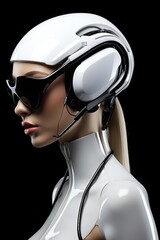 Canvas Print - a woman wearing a white suit and sunglasses. Generative AI Art.