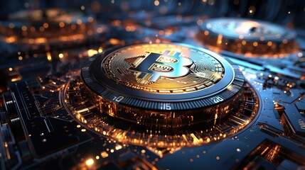 Cryptocurrency and blockchain technology background. 