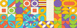 © Semar Design - Colorful geometric mosaic seamless pattern illustration with creative abstract shapes. Modern Scandinavian style background print. Trendy bright symbols and minimalist shape, geometric collage.