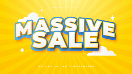 Wall Mural - Yellow blue and white Massive Sale modern typography premium editable text effect