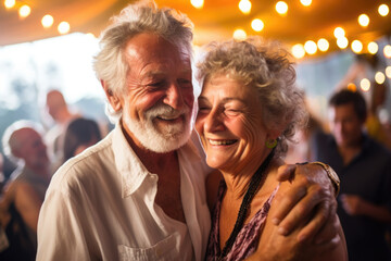 Wall Mural - senior couple happy expression in a party enjoying .