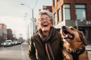 senior woman happy expression outdoors in a city