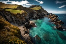 A Rugged Coastal Path Leading To A Hidden Cove With Clear Waters