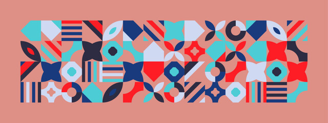 Wall Mural - Colorful modern geometric banner with shapes