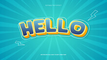 Hello Editable Retro Vintage Text Effect. Lettering Graphic Style