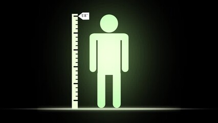 measuring height body icon, man tall scale measuring animation background. k1_622