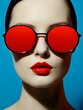 Beautiful young woman wearing sunglasses in pop art minimalist style