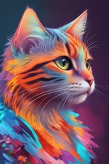 Wall Mural - Colorful anime style cats.generative AI