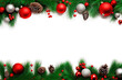 © Pajaros Volando - Christmas theme frame over isolated transparent background with copy space for advertisement
