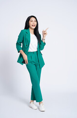 Wall Mural - Portrait of young Asian business woman on white background