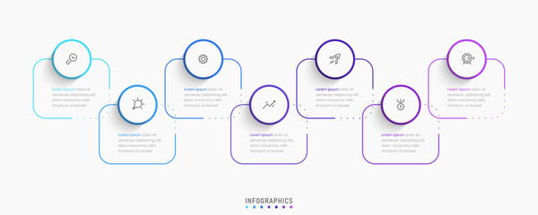 Wall Mural - Vector Infographic label design template with icons and 7 options or steps. Can be used for process diagram, presentations, workflow layout, banner, flow chart, info graph.