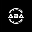 ABA letter logo design with black background in illustrator, vector logo modern alphabet font overlap style. calligraphy designs for logo, Poster, Invitation, etc.