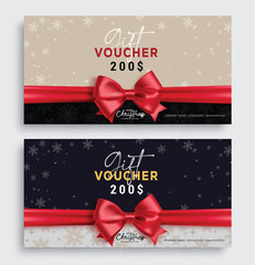 Wall Mural - christmas gift voucher vector set design. gifts voucher lay out collection for holiday season shoppi