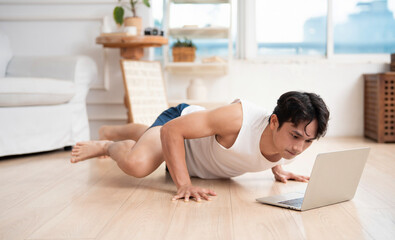 Canvas Print - Photo of young Asian man at home