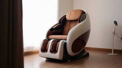 Wall Mural - A Massage machine chair full body for relaxation, and helps to relieve pain and improve blood circulation. electric massage chair. Generative Ai