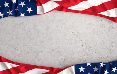 Labor Day, American flag on a concrete background.