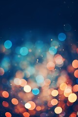 Defocused abstract bokeh background lights on blue, blurred bokeh holiday fon, celebration wallpaper.glittering lights textured pattern