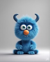 A Blue Cartoon Monster Animal