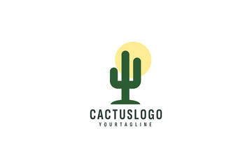 Sticker - Cactus logo vector icon illustration