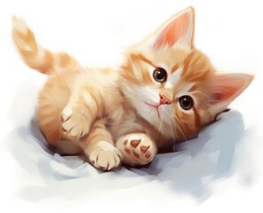 Canvas Print - Illustration of a beautiful kitten