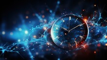 Abstract Background Clock Ticking In Space And Time 