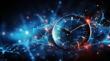 Poster - Abstract background clock ticking in space and time 