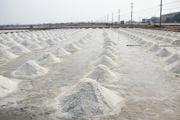 Heap of dried salt at salt pan