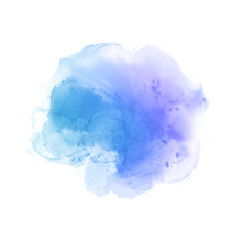 Blue Purple Watercolor Paint Round Shape With Liquid Fluid  Isolated On Transparent Background For Design Elements.