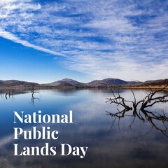 Composite of national public lands day text over landscape