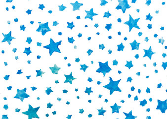 Wall Mural - watercolor blue star art seamless pattern on transparent background