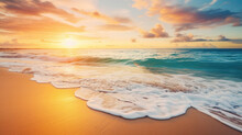 Beautiful Tropical Beach Seascape At Sunrise