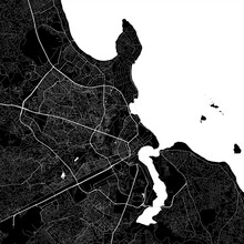 Map Of Dar Es Salaam City, Tanzania. Urban Black And White Poster. Road Map With Metropolitan City Area View.