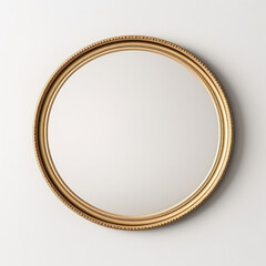  a golden oval frame for mockup on a plain cream 
