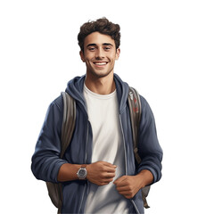 Wall Mural - male university student on transparent background